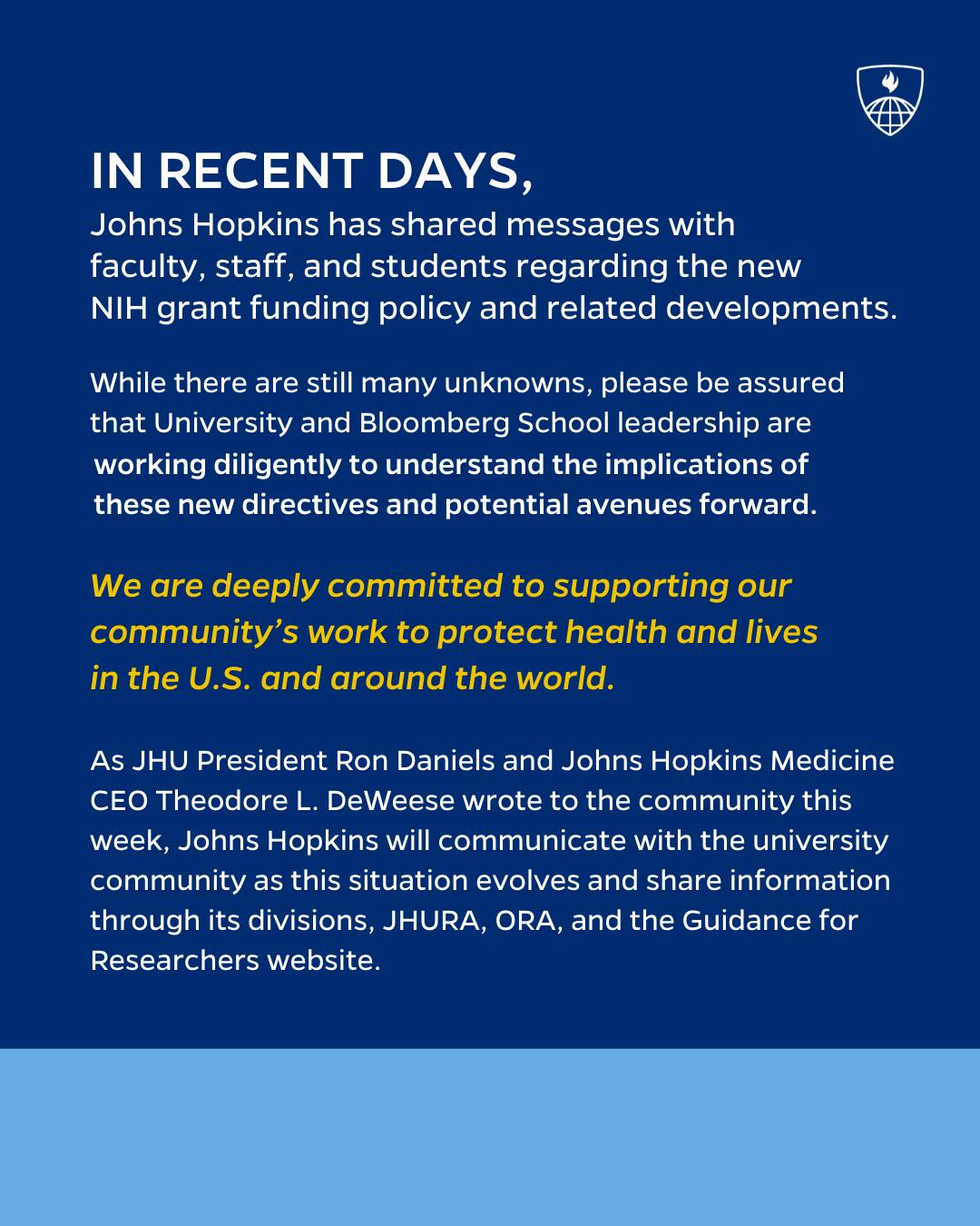 “We... - Johns Hopkins Bloomberg School of Public Health | Facebook