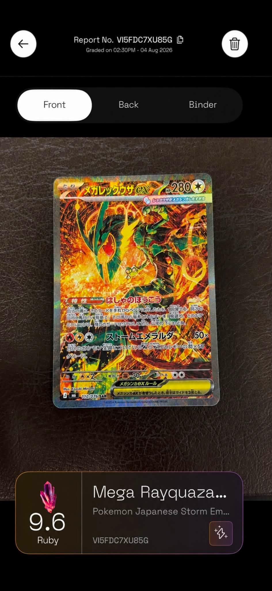 Mega Rayquaza EX SAR 110/076 for sale at $800 | Fort Worth, TX
