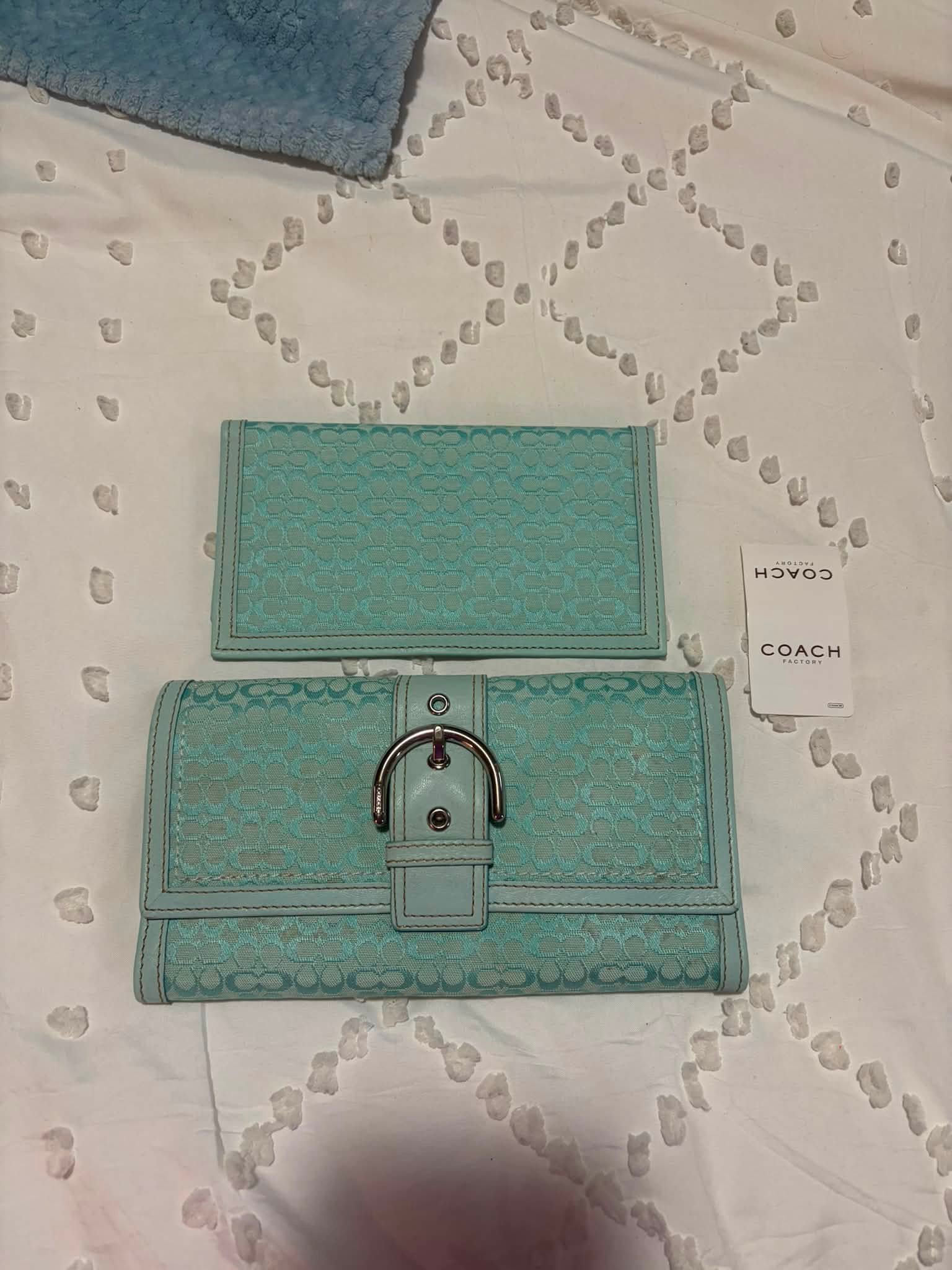 Vintage Coach Soho wallet and checkbook with blue 