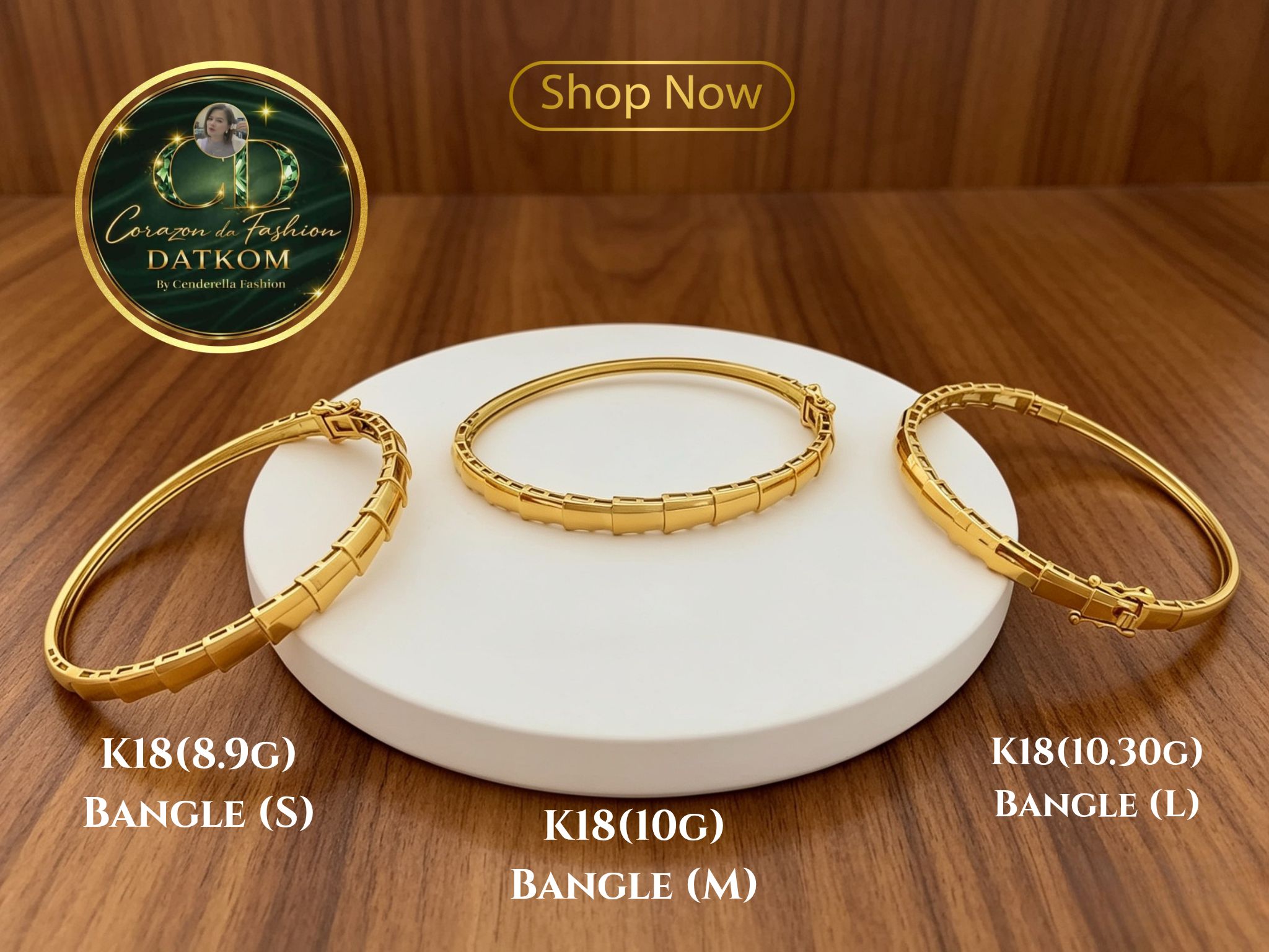 K18 Japan Gold Serpentine Bangle ✓ Genuine K18 gold ✓ 3 sizes: S 