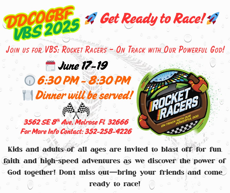 🚀 Get Ready to Race with VBS... - Divine Deliverance COGBF | Facebook