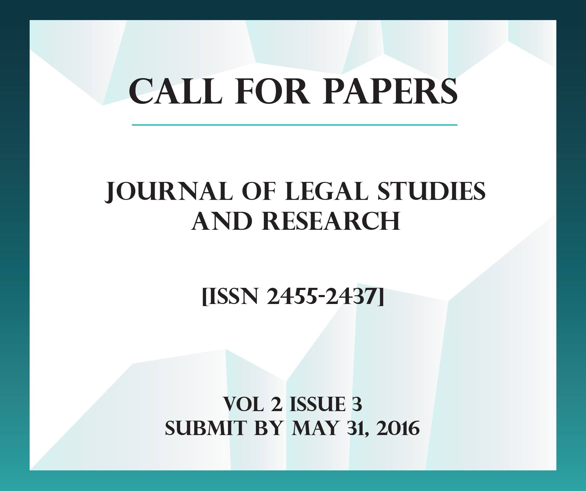 Call4Papers/Books | Call for Paper - Journal of Legal Studies and ...