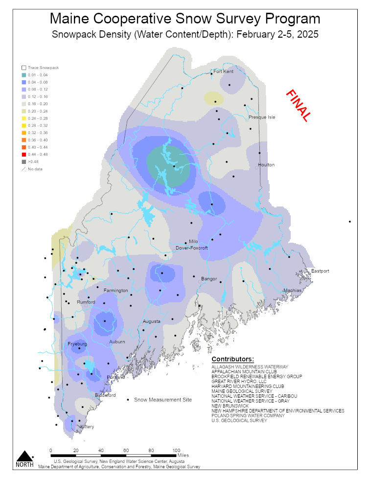 US National Weather Service Caribou ME - Snowpack density (water ...