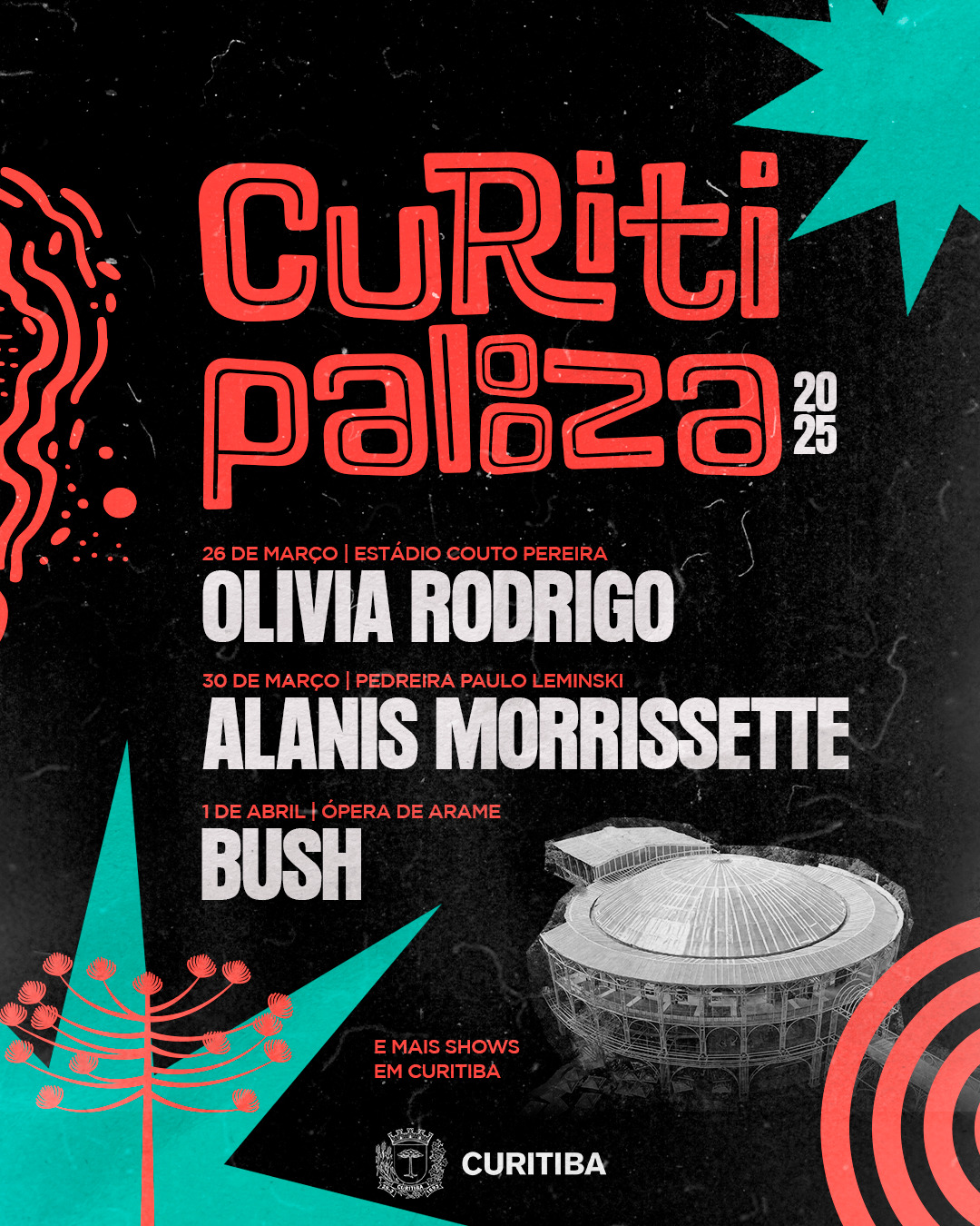 Eu ouvi Curitipalooza? 😎🤘🏼 Aqui em Curitiba, teremos três shows