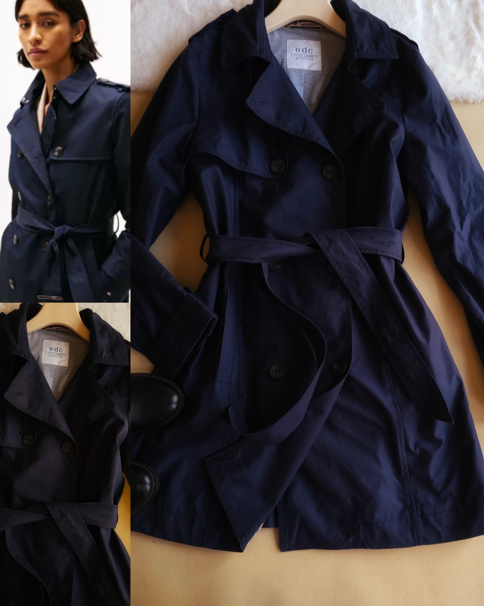 Trench Coat Homme Bleu Marine XL - Coupe Régulière - Style Marin - 100% Coton