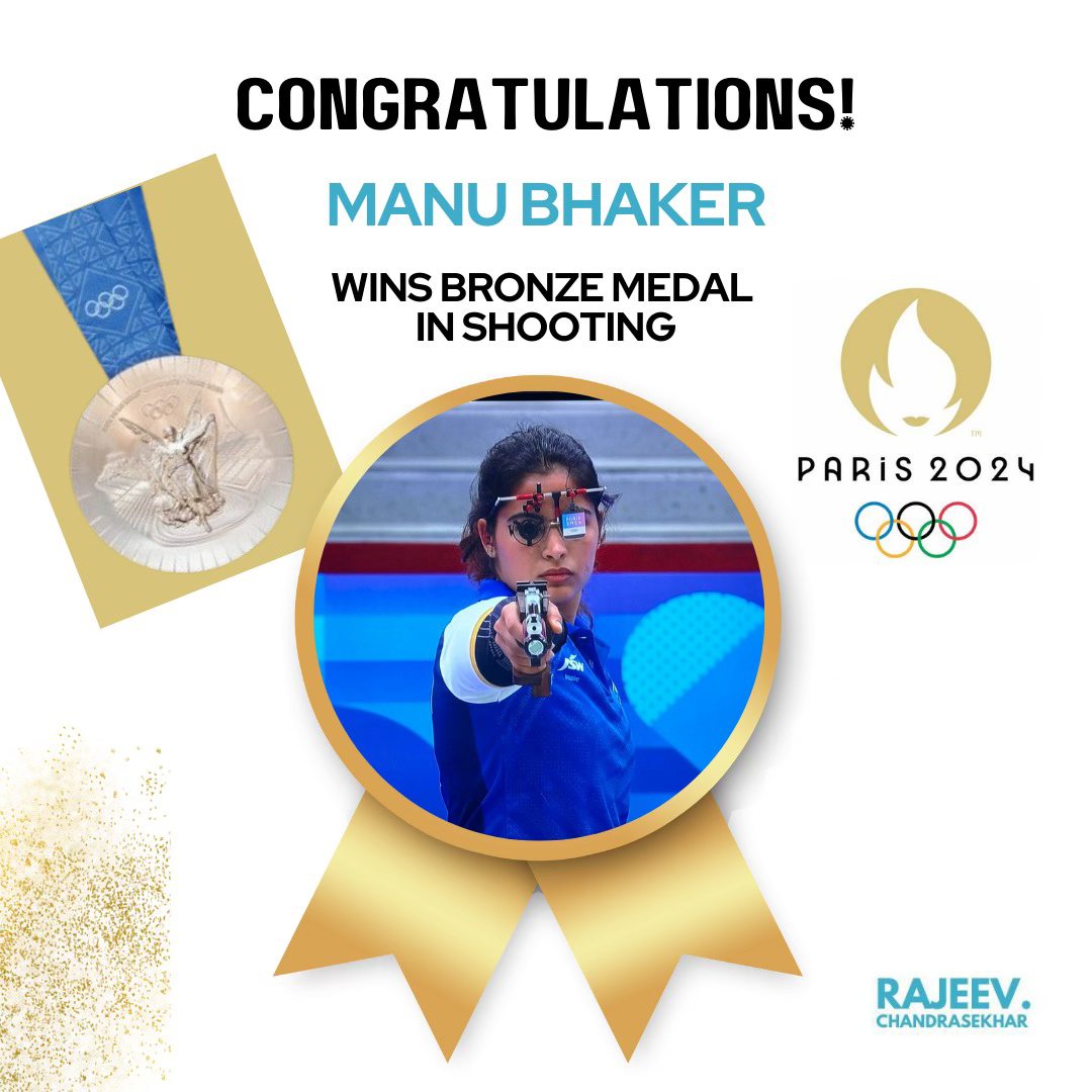 Congratulations Manu Bhaker, for... - Rajeev Chandrasekhar
