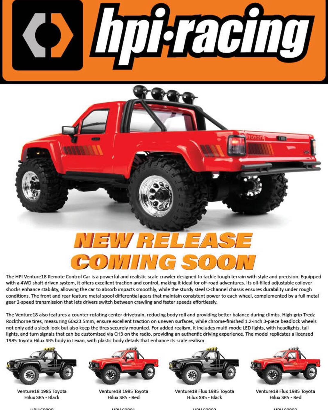 The new 1/18 scale mini venture... - White Rose Hobbies, LLC