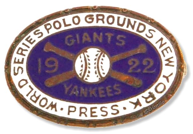 Baseball - Rare 1922 World Series Press Pin - New York Giants vs