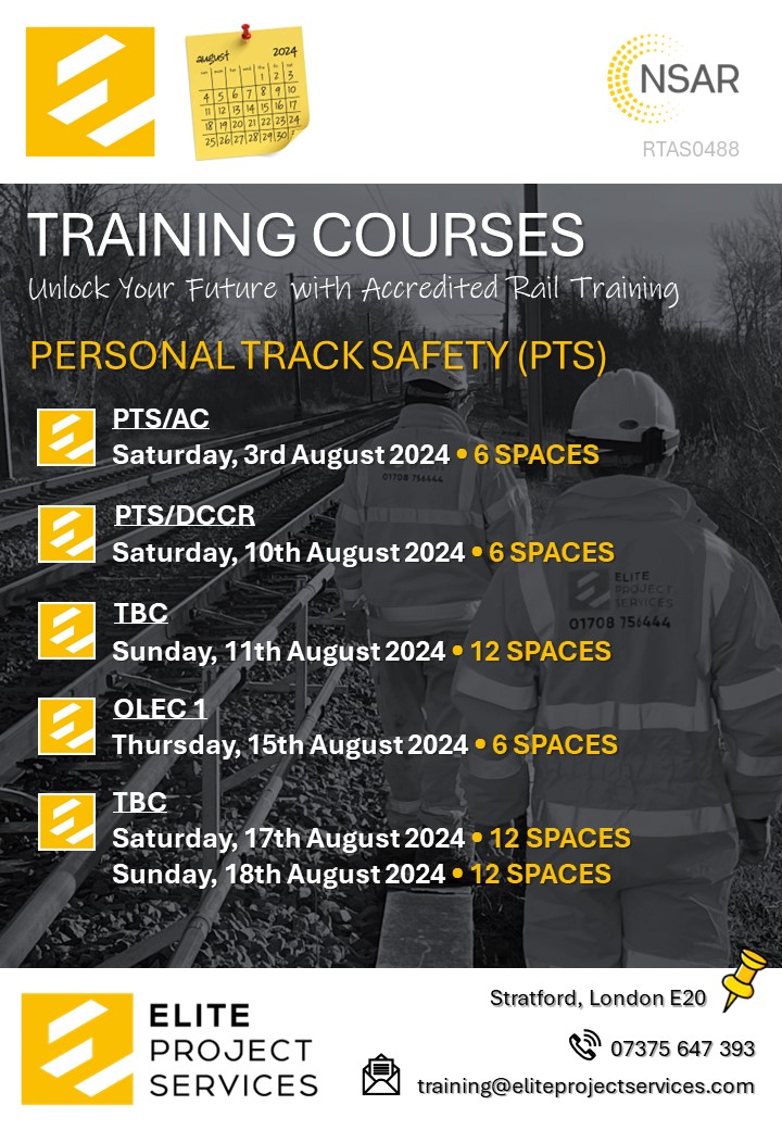 🟡 BOOK NOW 🟡 August 2024 Rail... - Elite Project Services
