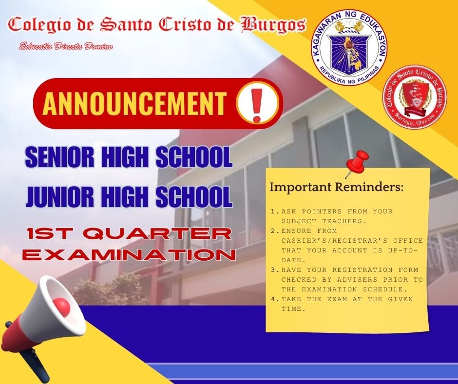 𝗔𝗡𝗡𝗢𝗨𝗡𝗖𝗘𝗠𝗘𝗡𝗧| 𝗦𝗰𝗵𝗲𝗱𝘂𝗹𝗲 𝗳𝗼𝗿 𝘁𝗵𝗲... - Cdscdb Senior High School