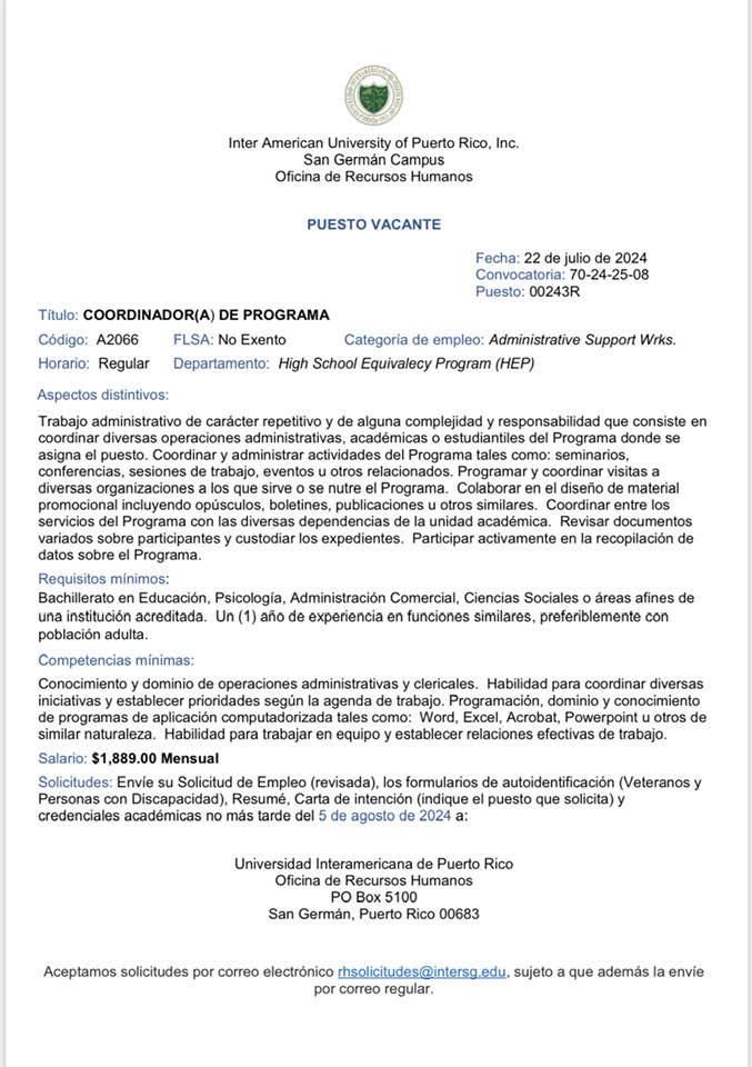 Programa HEP Inter San German | San German