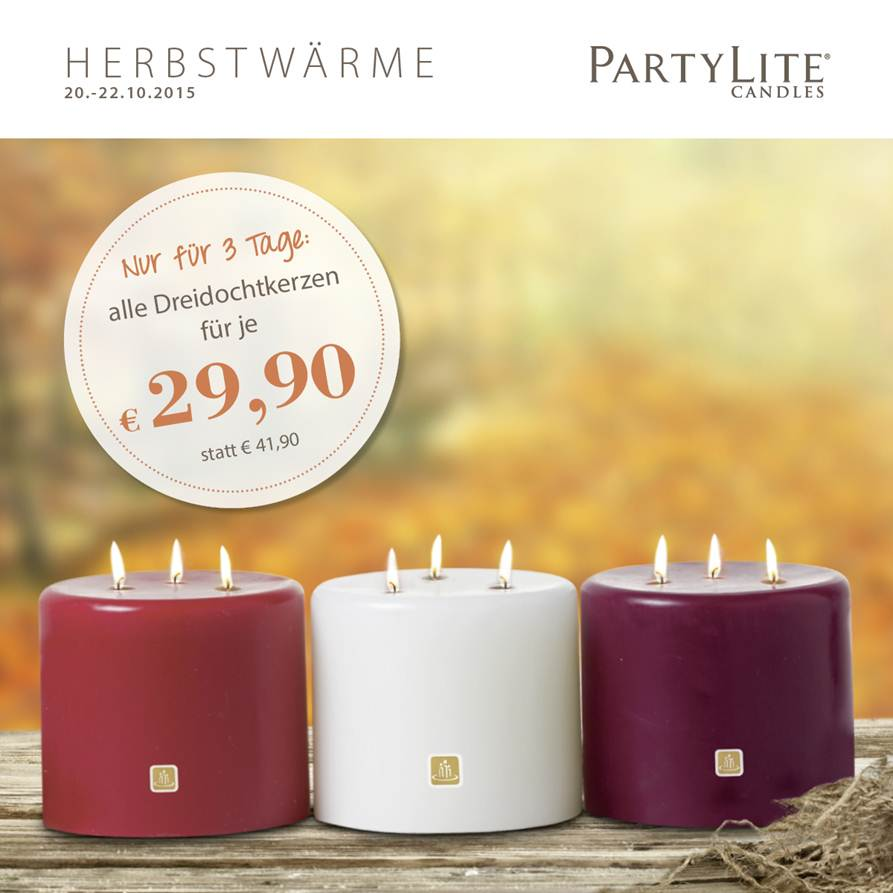 PartyLite - Unsere 3-Docht-Kerzen sind vom 20