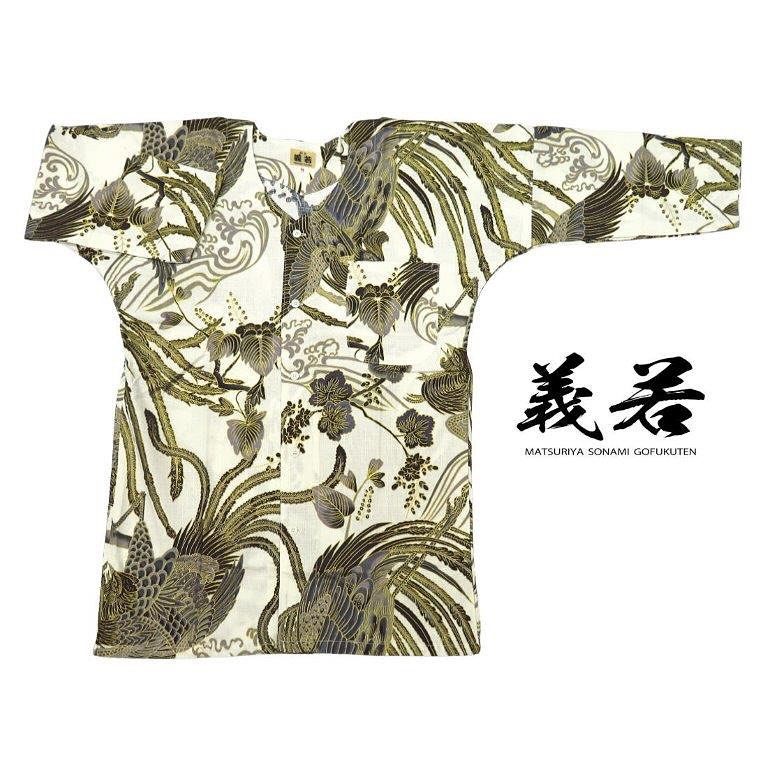 【新品】初代義若 鯉口シャツ　ダボシャツ　祭り用　神輿用　M 男女兼用 新作！義若オリジナルの鯉口シャツ！ ⭐︎金彩桐に鳳凰 ⭐︎梅と達磨