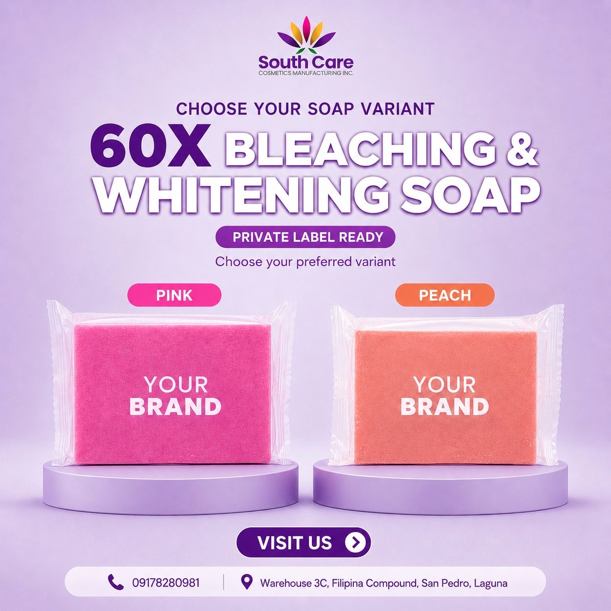 Start your own glutathione soap brand with South Care Cosmetics