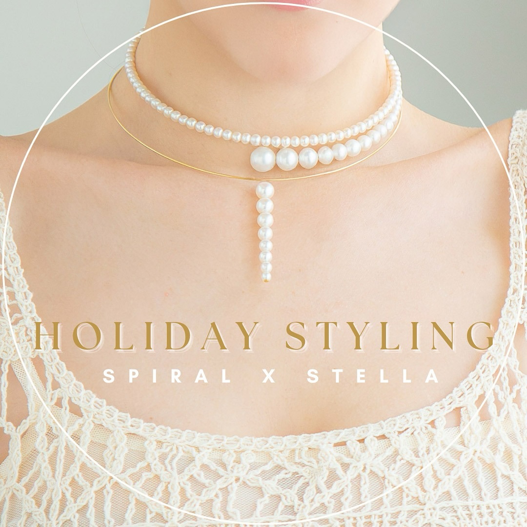 Spiral Pearl Choker pearlish パール チョーカー（Oval Pearl Charm 