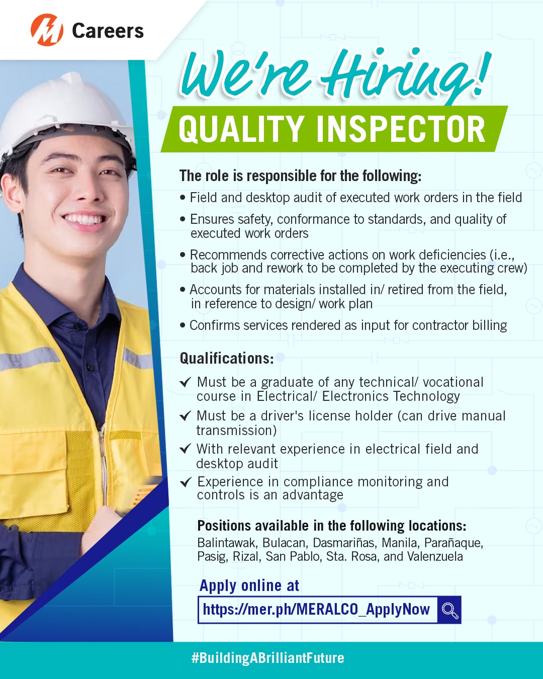 Meralco Careers - We're hiring Quality Inspectors! 📍... | Facebook