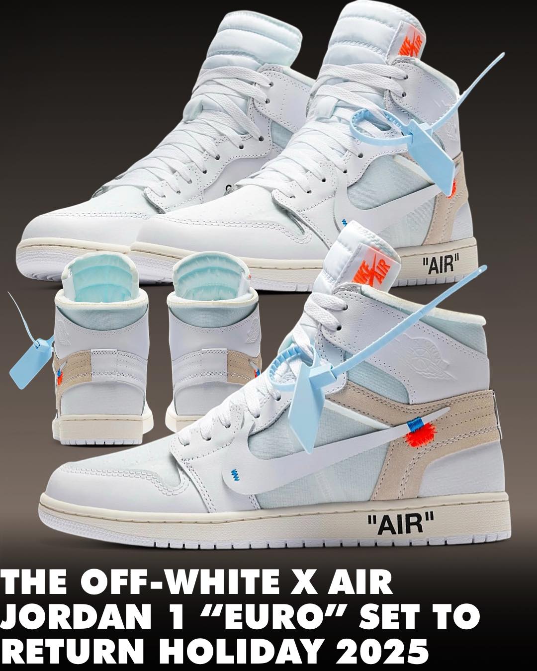 スニーカー Off-White Air Jordan 1 Europe The OFF-WHITE x Air Jordan 1 “Euro” on deck for Holiday 2025 Via
