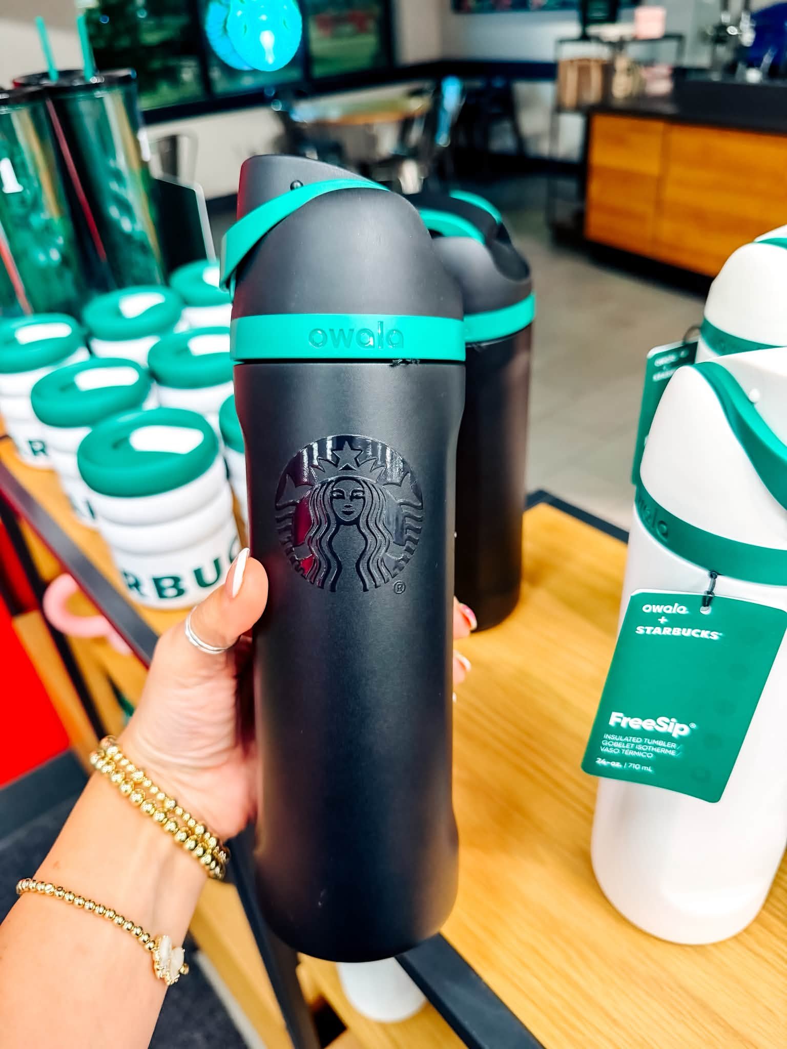 The Starbucks x Owala collection is finally starting to show up