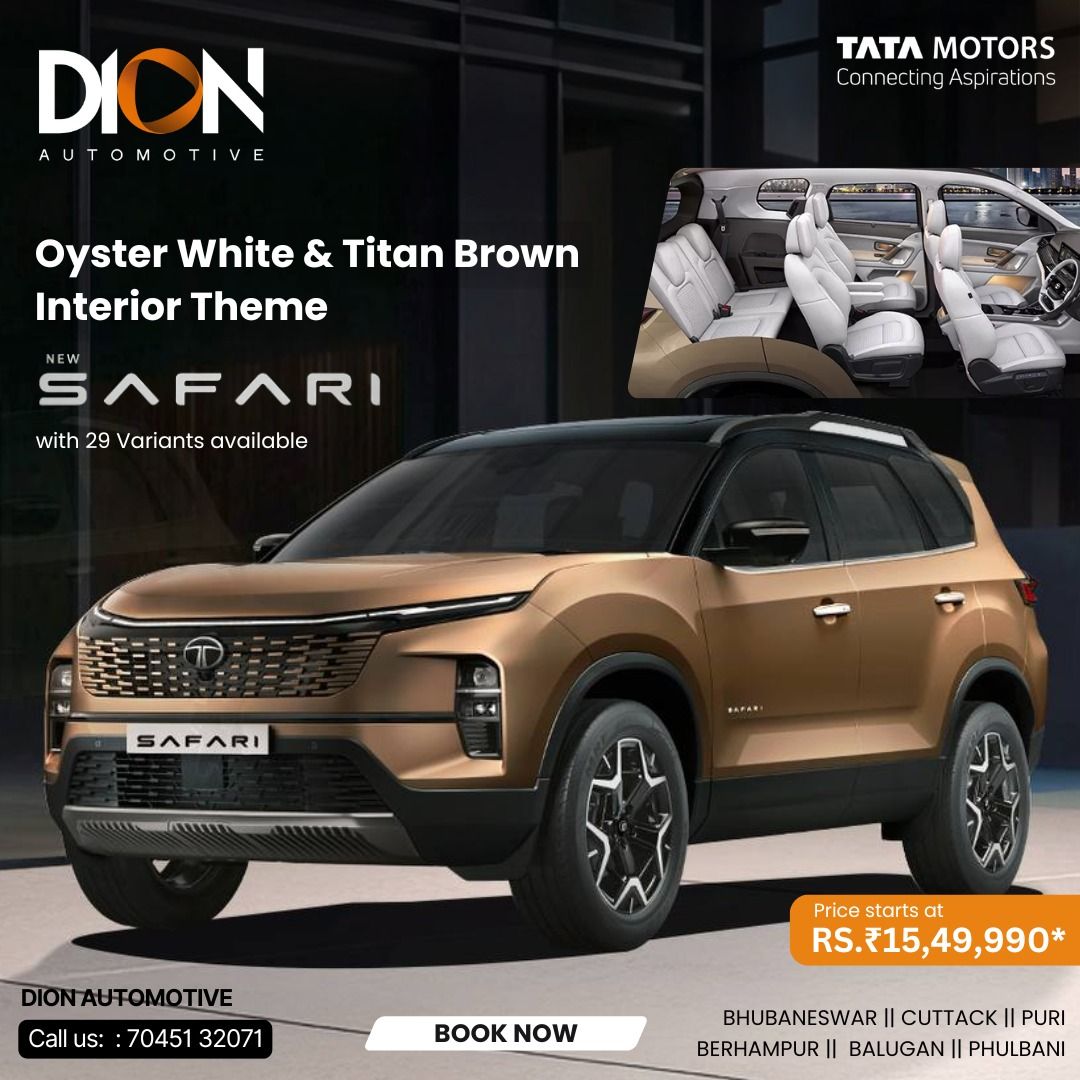The Tata Safari's Oyster White & Brown interior offers a premium