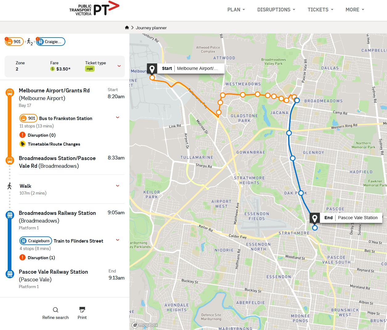 Melbourne Airport to Pascoe Vale: 9km as the crow flies. By public ...