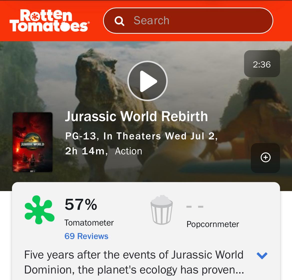 Universally - ‘JURASSIC WORLD: REBIRTH’ debuts on Rotten Tomatoes with ...