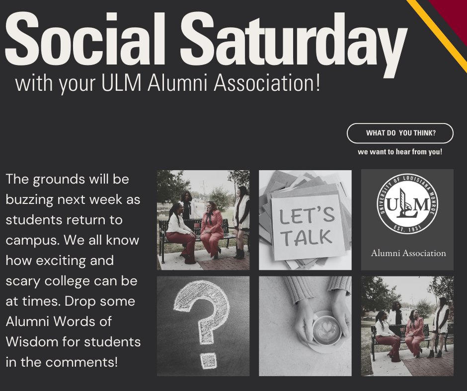 S O C I A L S A T U R D A Y!🗣️... - ULM Alumni Association