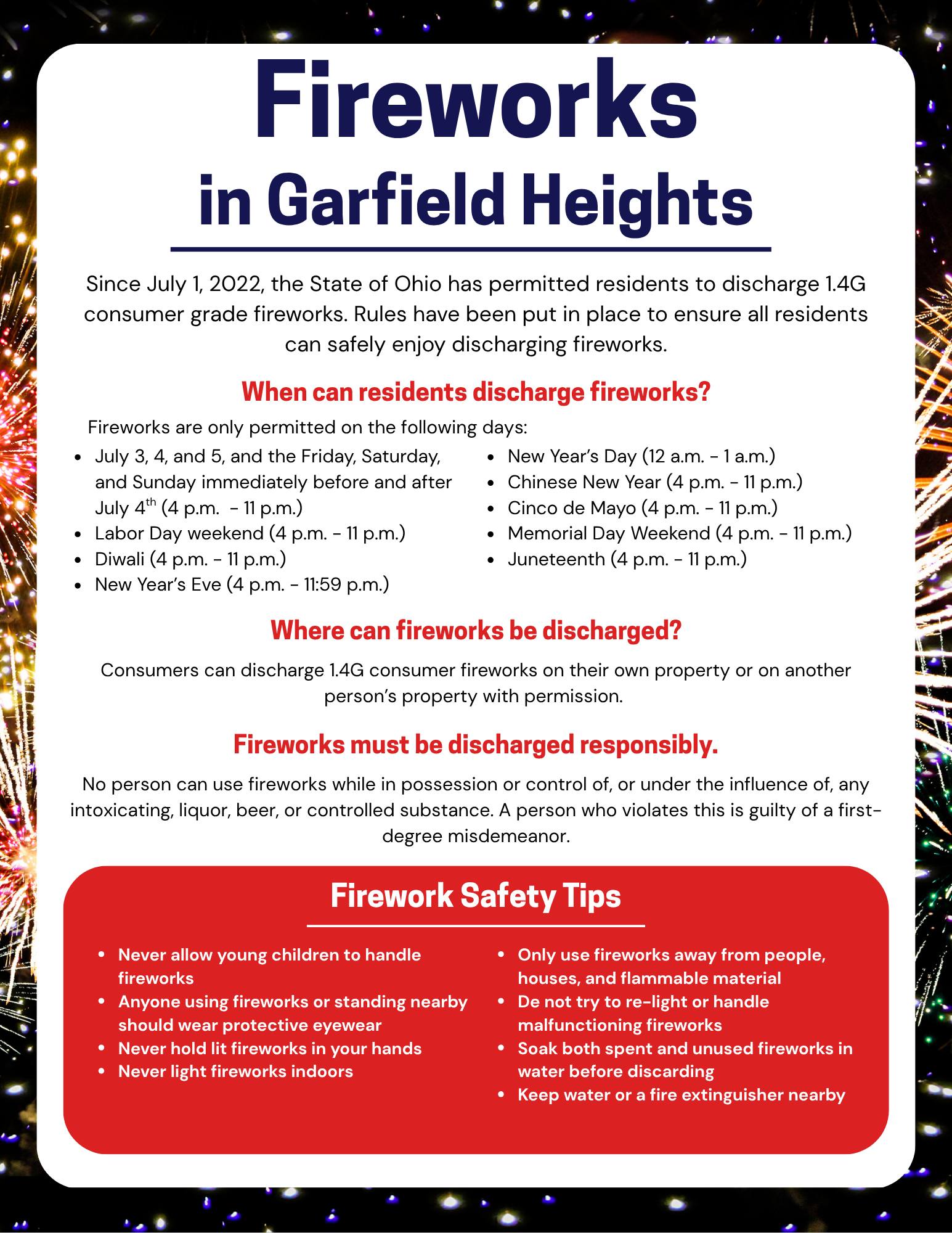 The City - 🧨 FIREWORKS Ohio State Fire Marshal Guidelines From July 1 ...