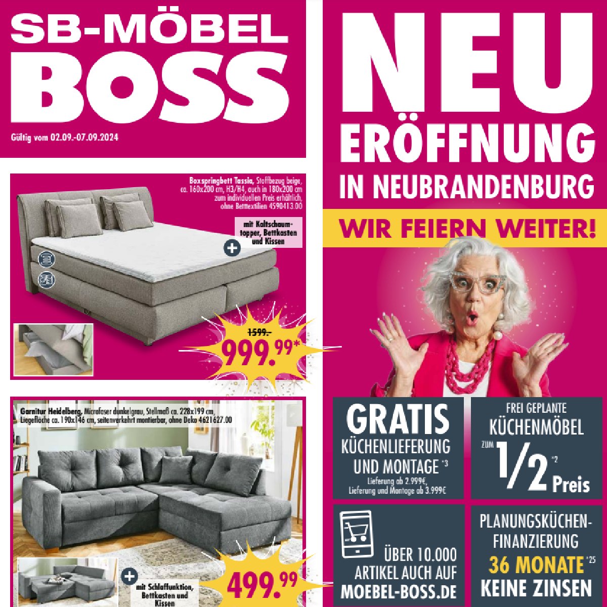 Der neue SB-Möbel BOSS Prospekt ist da 🤩 Schaut direkt rein und entdeckt die neuen Angebote 🛋 👉 https://mec.mall-cockpit.de/wp-content/uploads/2024/08/moebelboss_kw36-647-2024_neubrandenburg.pdf