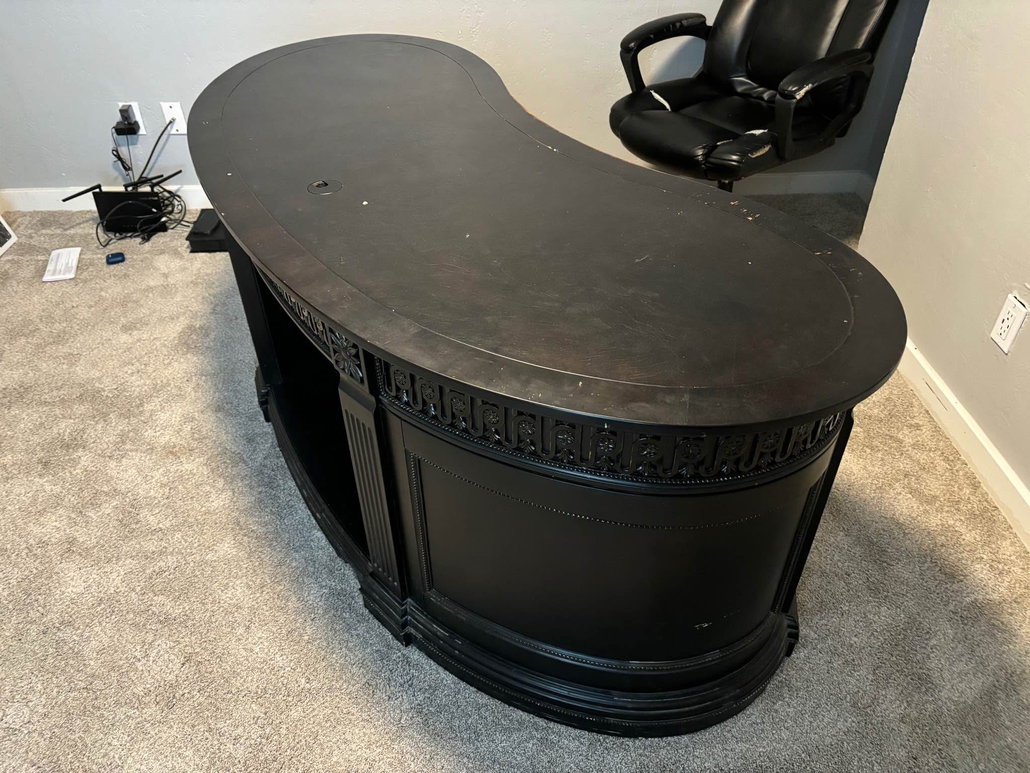 Professional bean shaped desk with leather top - Desks - Plano, Texas ...