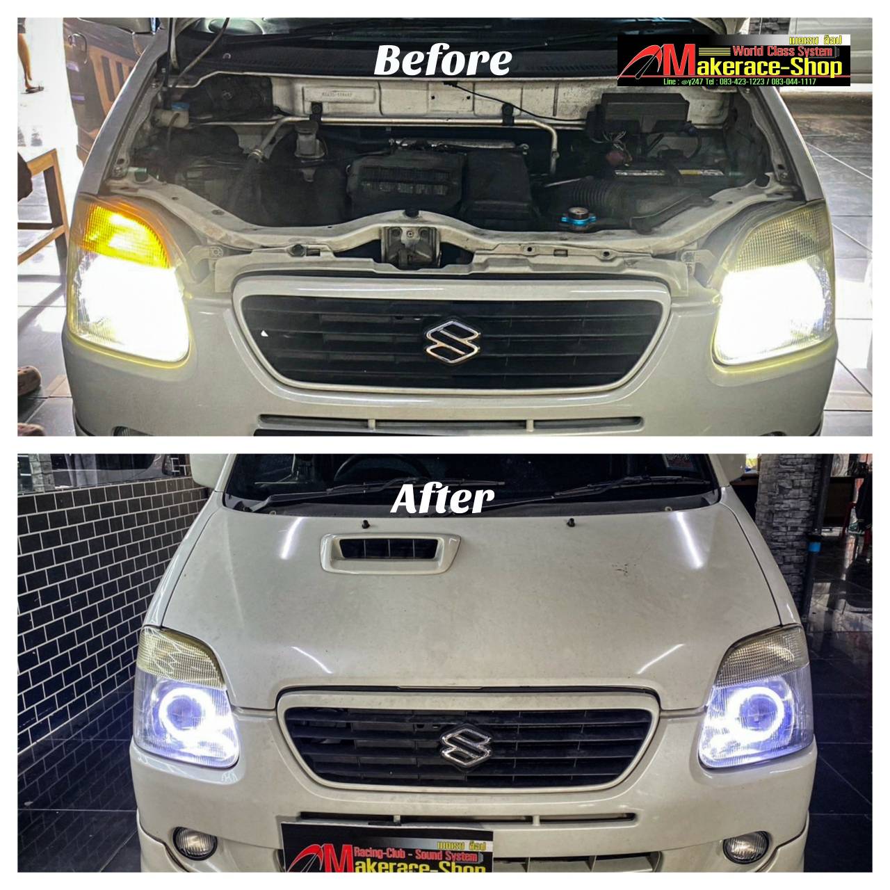 🚗— Suzuki Wagon R —🚗 ติดตั้ง Projector Lens Bi-Led 🎗️ติดตั้งเลนส์ ...