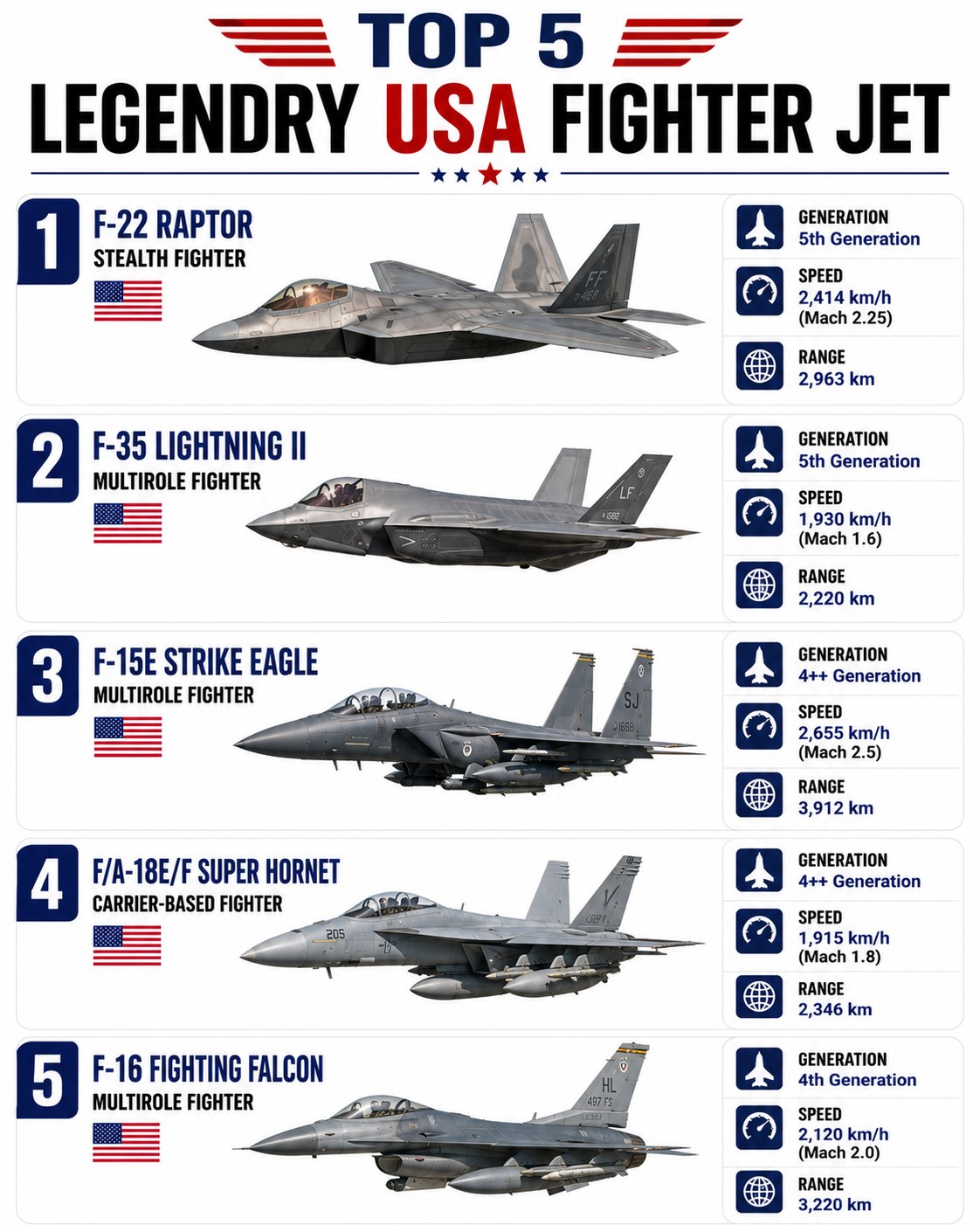 U.S. Department of Defense footage showcases F-15, F-16, F-22, and