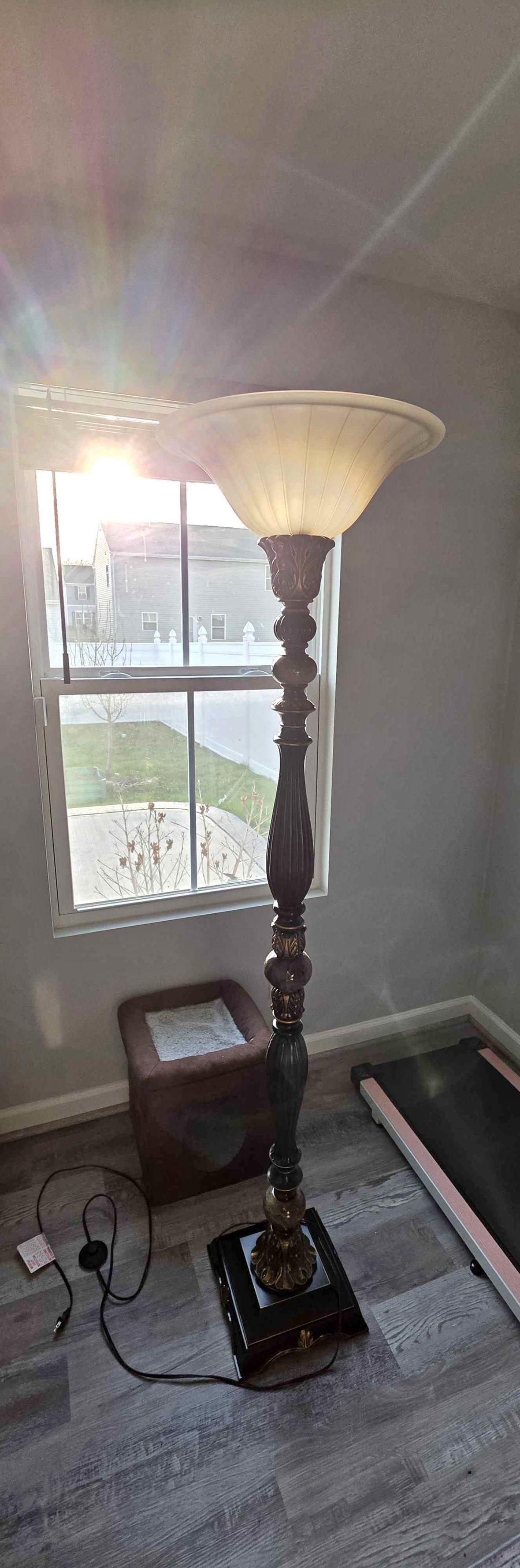 Allen + roth Barada 72-in Bronze with gold highlights Torchiere Floor ...
