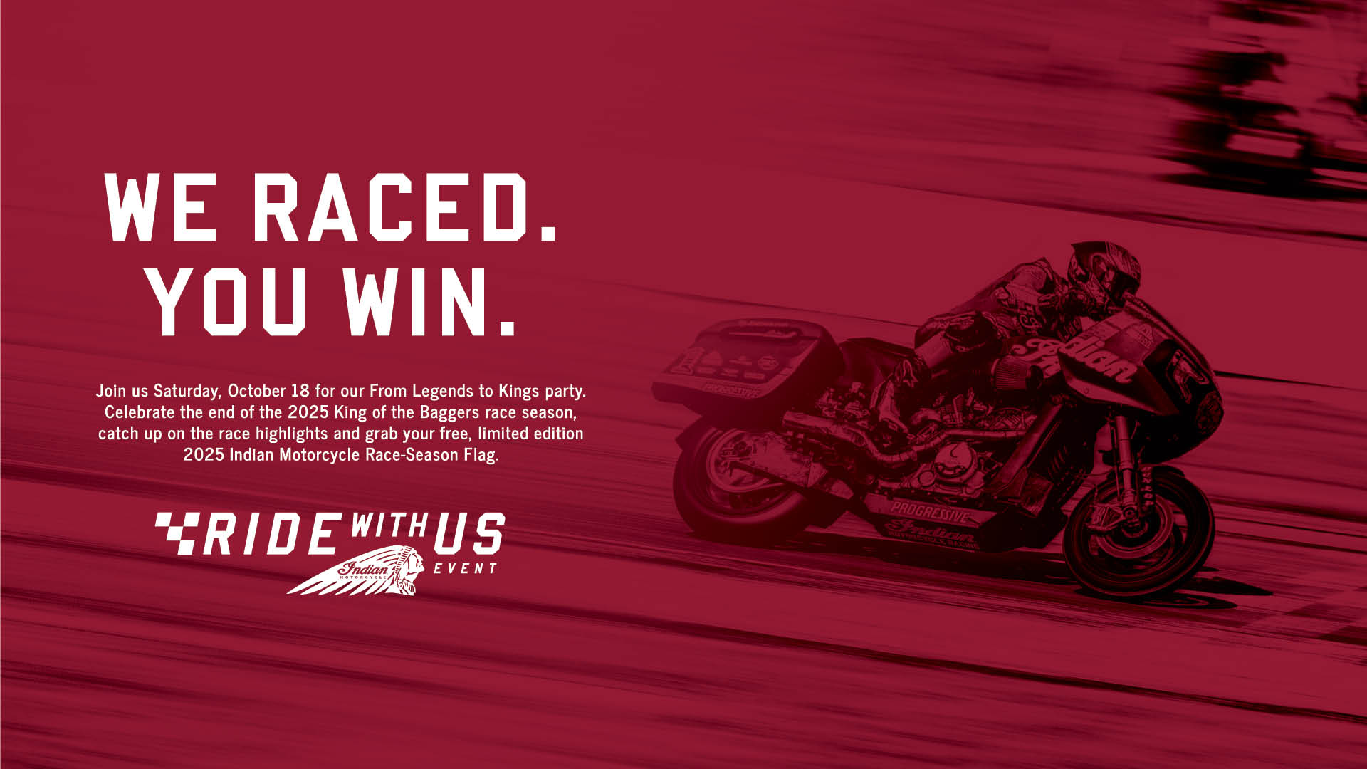 We Raced, You Win Ride with Us event and Flag giveaway!