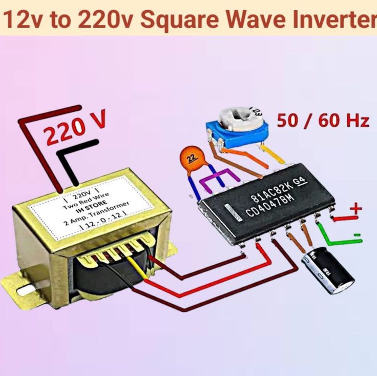Solar - This circuit diagram shows a simple 12V to 220V square wave ...