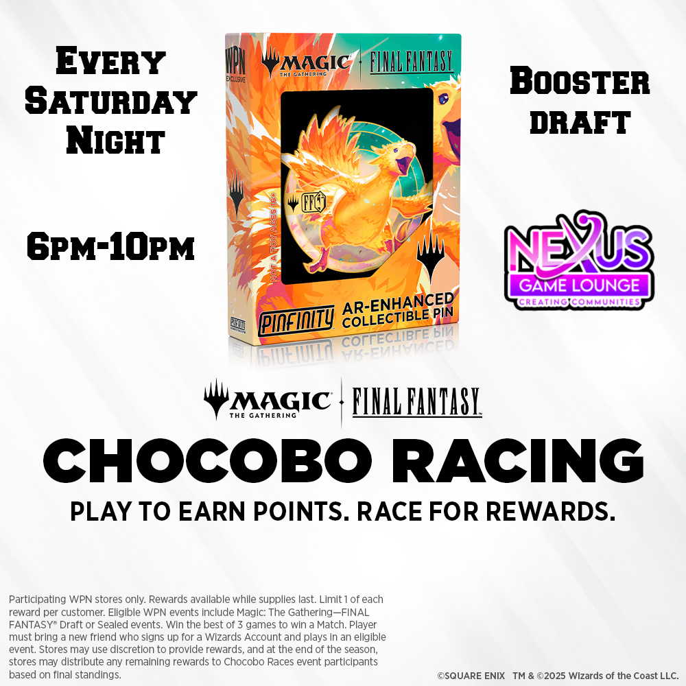 Nexus - Chocobo Racing – Saturday Nights at Nexus Game Lounge Ready ...