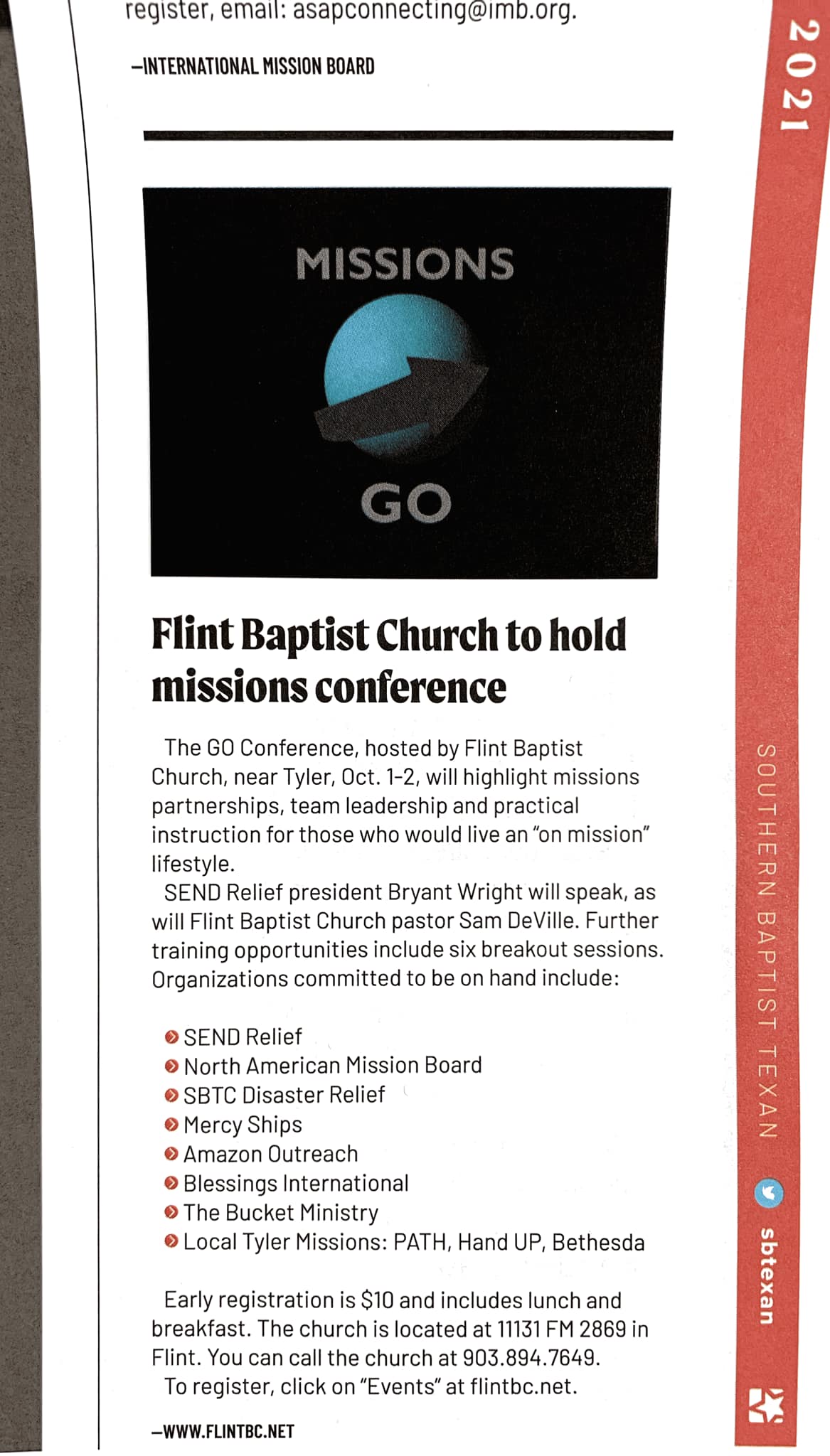 Missions Go Conference at FBC | Flint TX