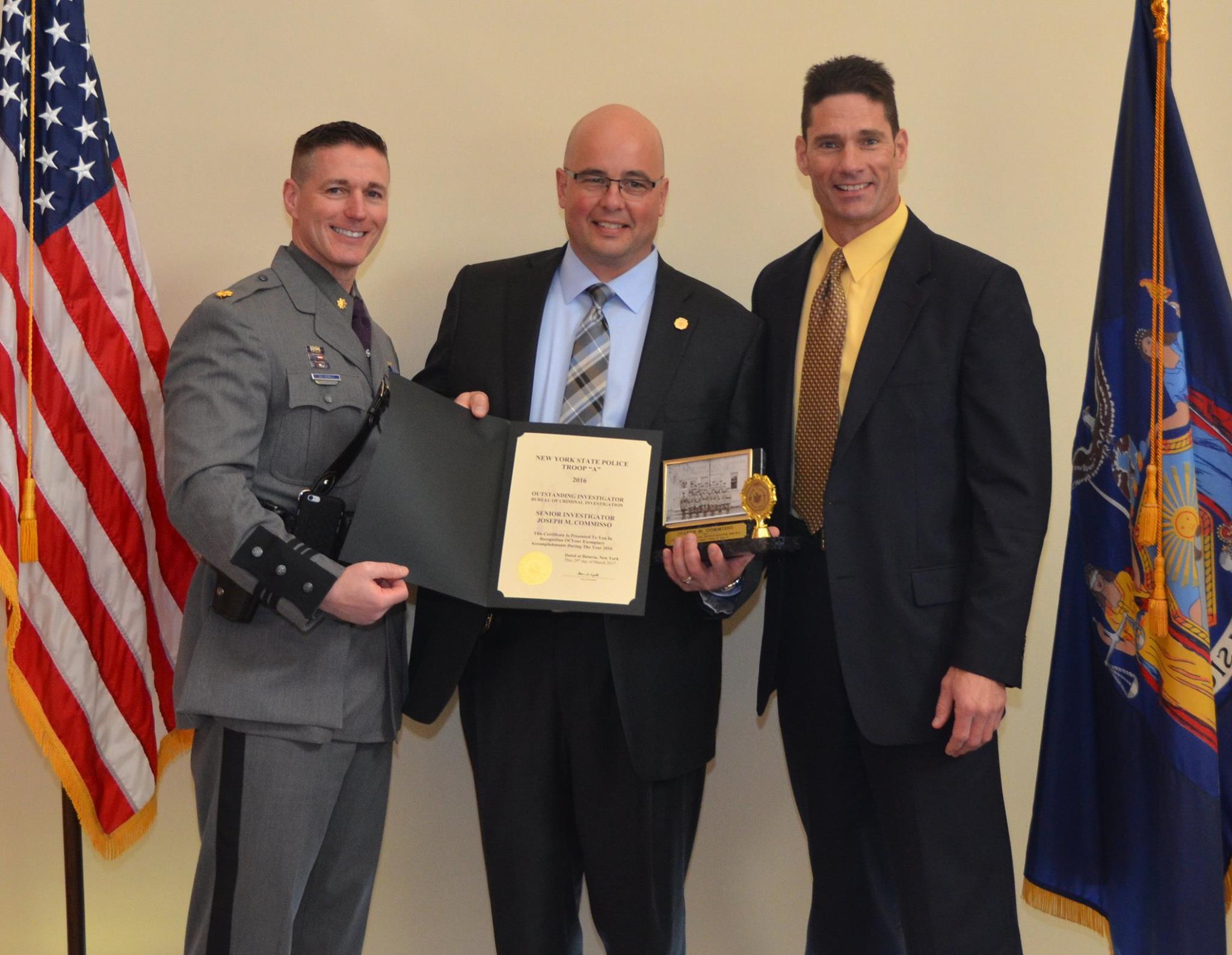 New York State Police - Sr/Investigator Commisso (C) receiving the ...