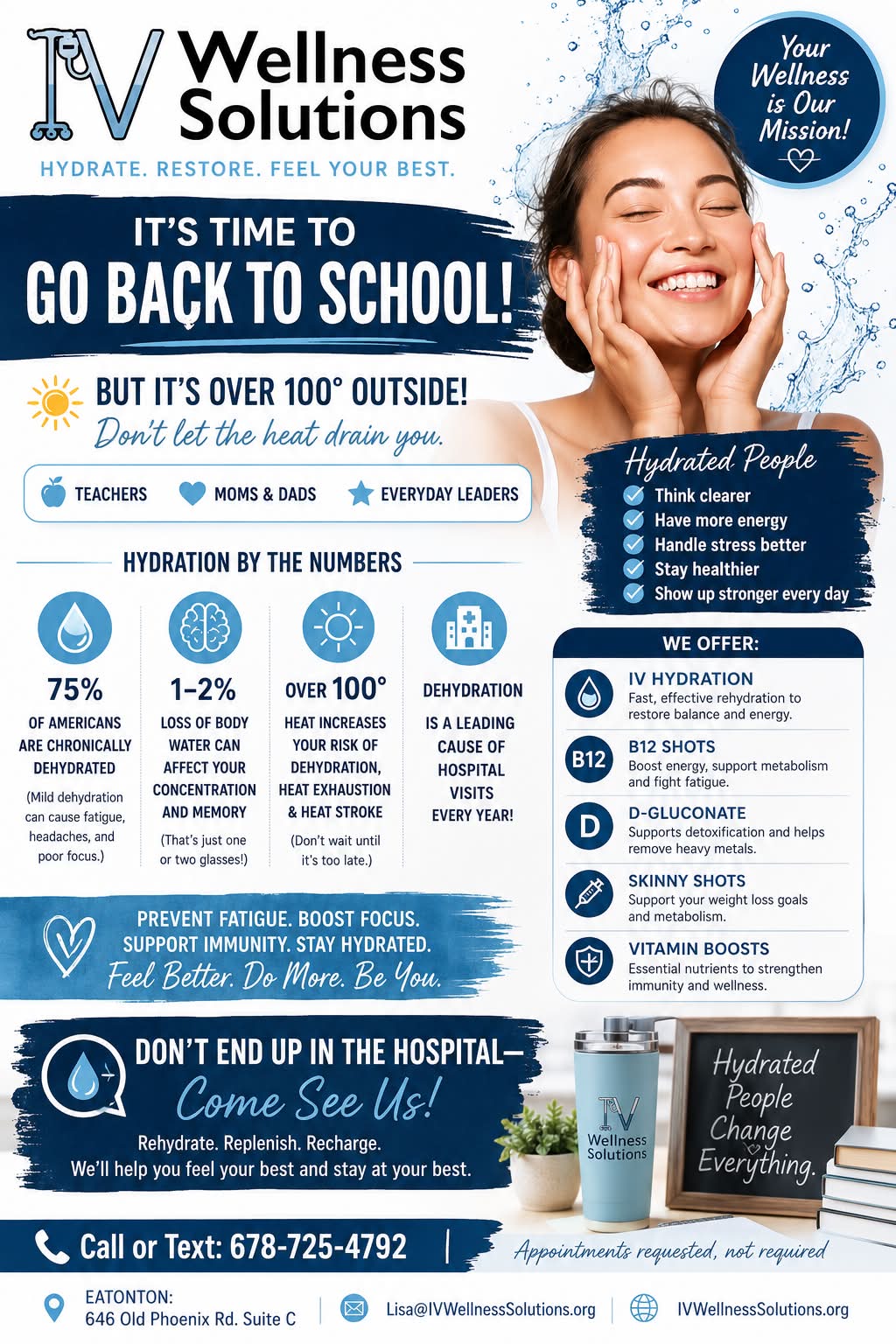 Stay hydrated during back-to-school season with IV Wellness Solutions in Eatonton, Georgia