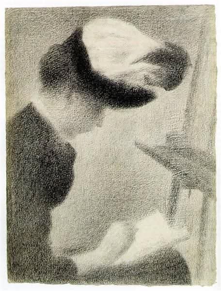 Georges Seurat's woman seated by an easel drawing