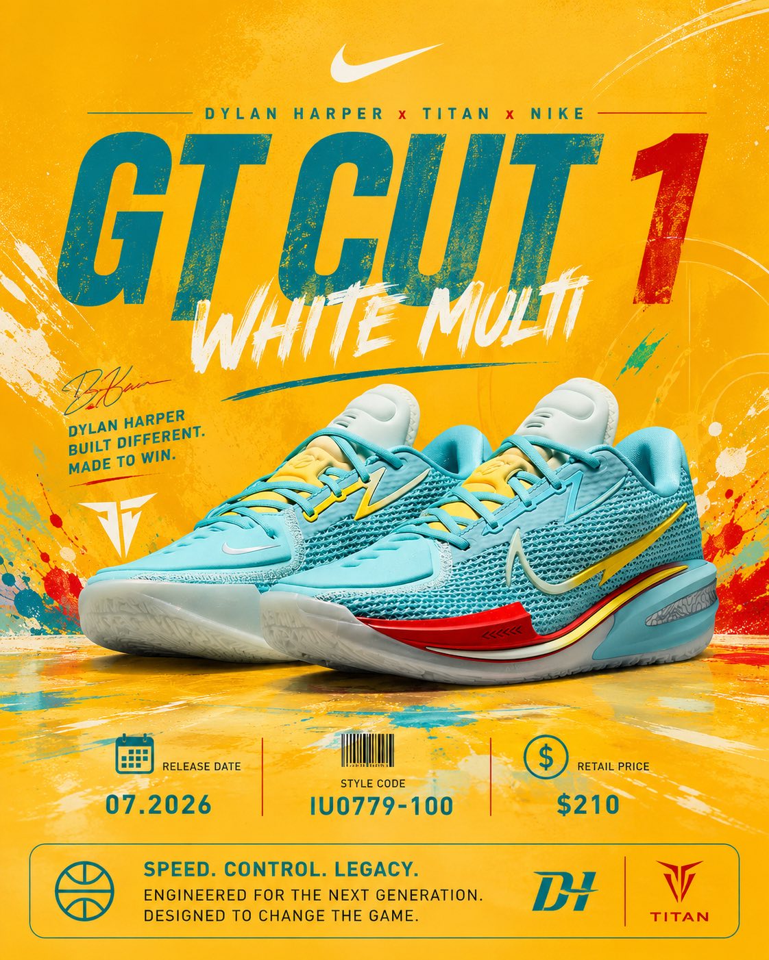 👟 Dylan Harper x Titan x Nike GT Cut 1 'White Multi' 🗓️ 07.2026