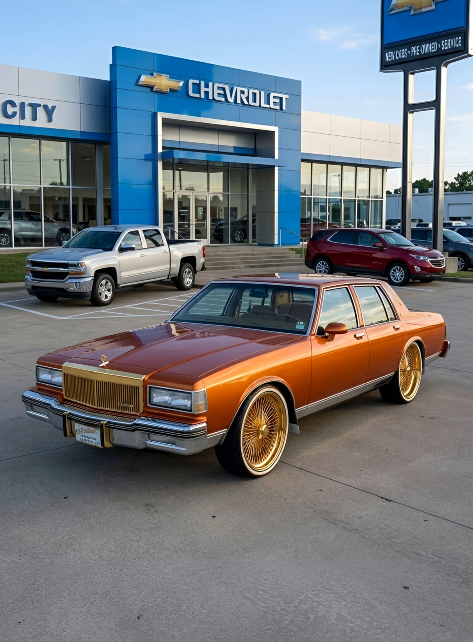 2 door slime green box chevy on 26 inch chrome spokes