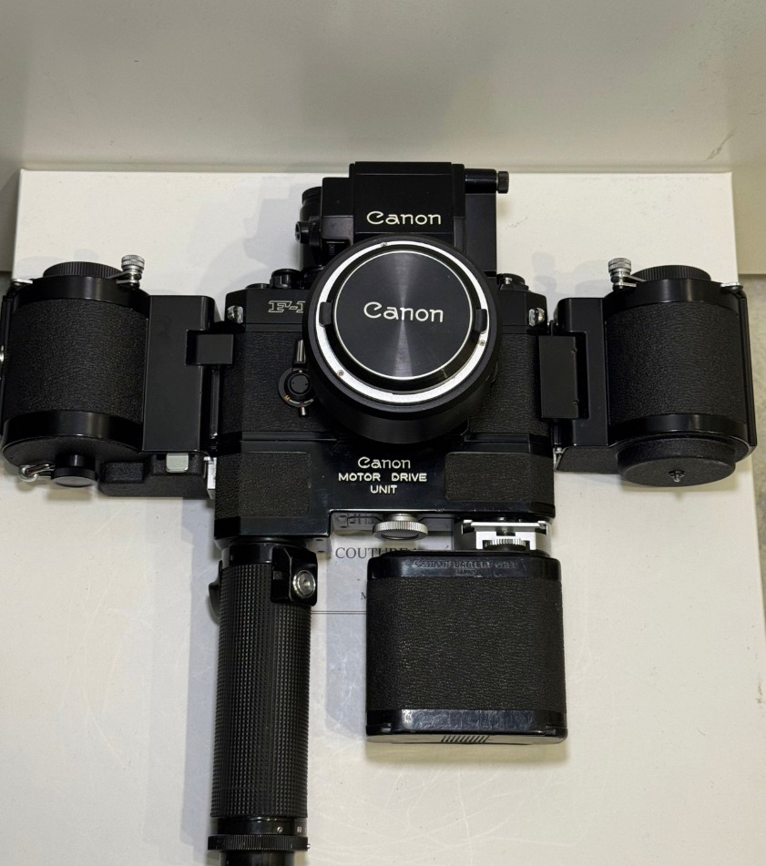 Canon F-1 camera set with accessories