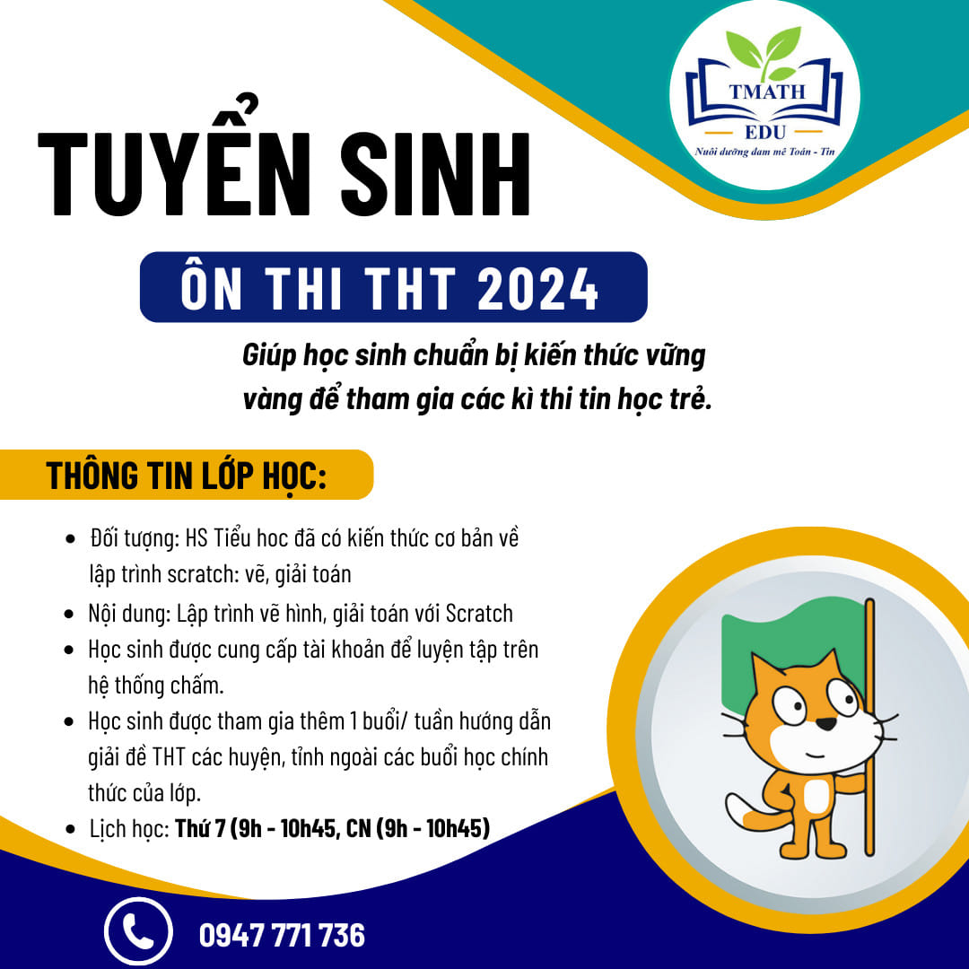 TMATH EDU - 📣📣 ÔN THI TIN HỌC TRẺ 2024 TUYỂN SINH BỔ SUNG... | Facebook