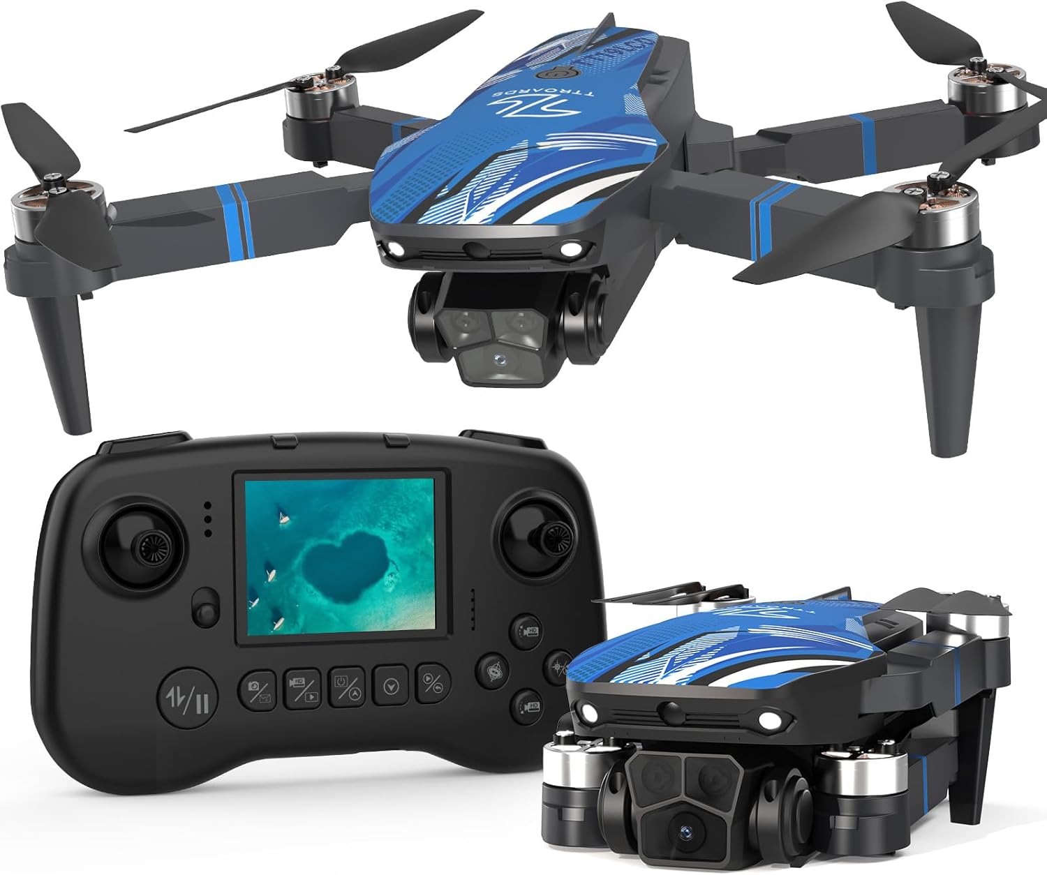 HYTOBP S179 Drone Professionnel Avec Caméra 4K FPV 5G Transmission WiFi, Moteur Sans Balais Evitement Dobstacles A 360 Quadricoptere Telecommande Avec 2 Cameras 3 Batteries Ecran Lcd Fiche T