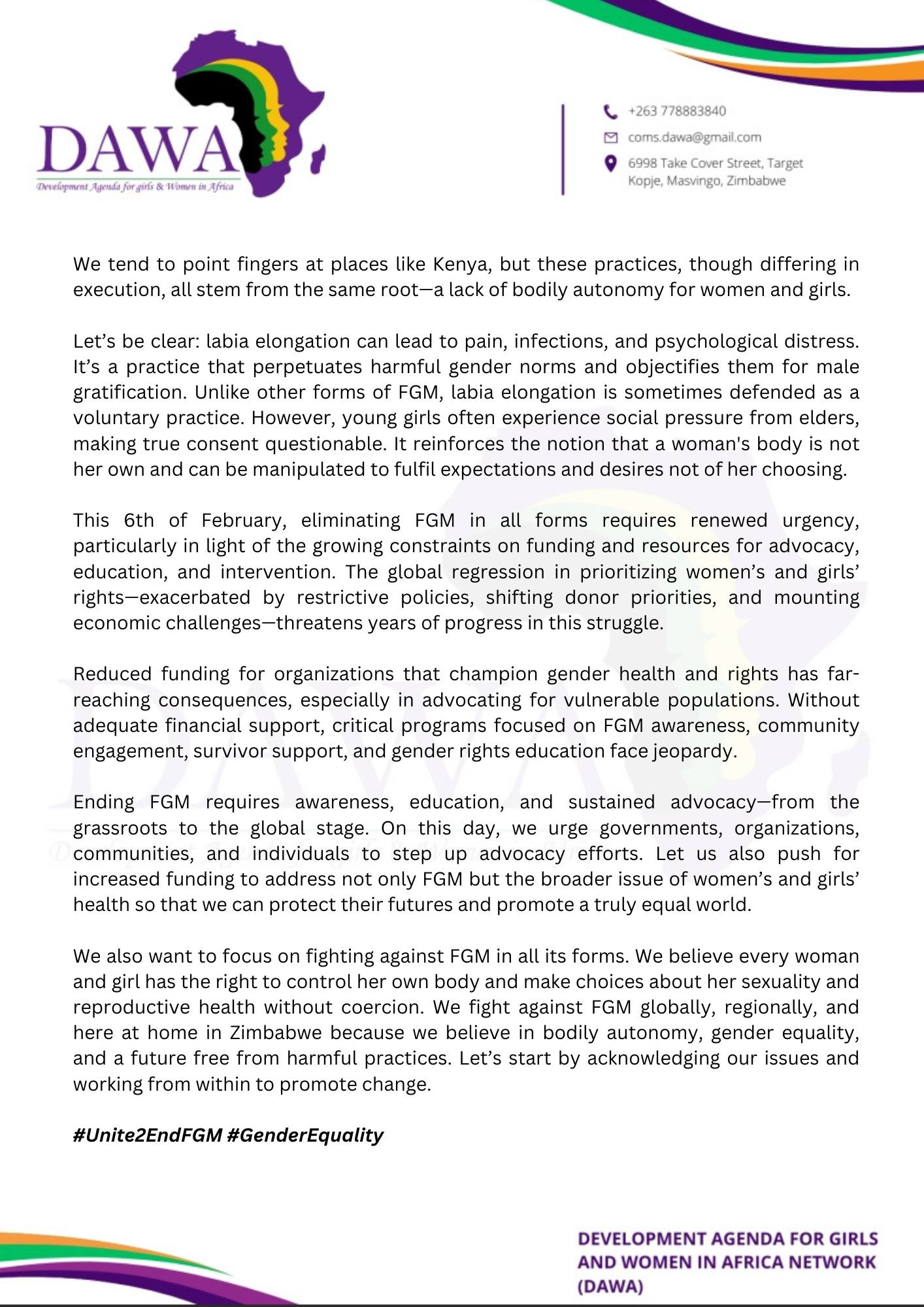 Development Agenda for Girls and Women in Africa Network - DAWA