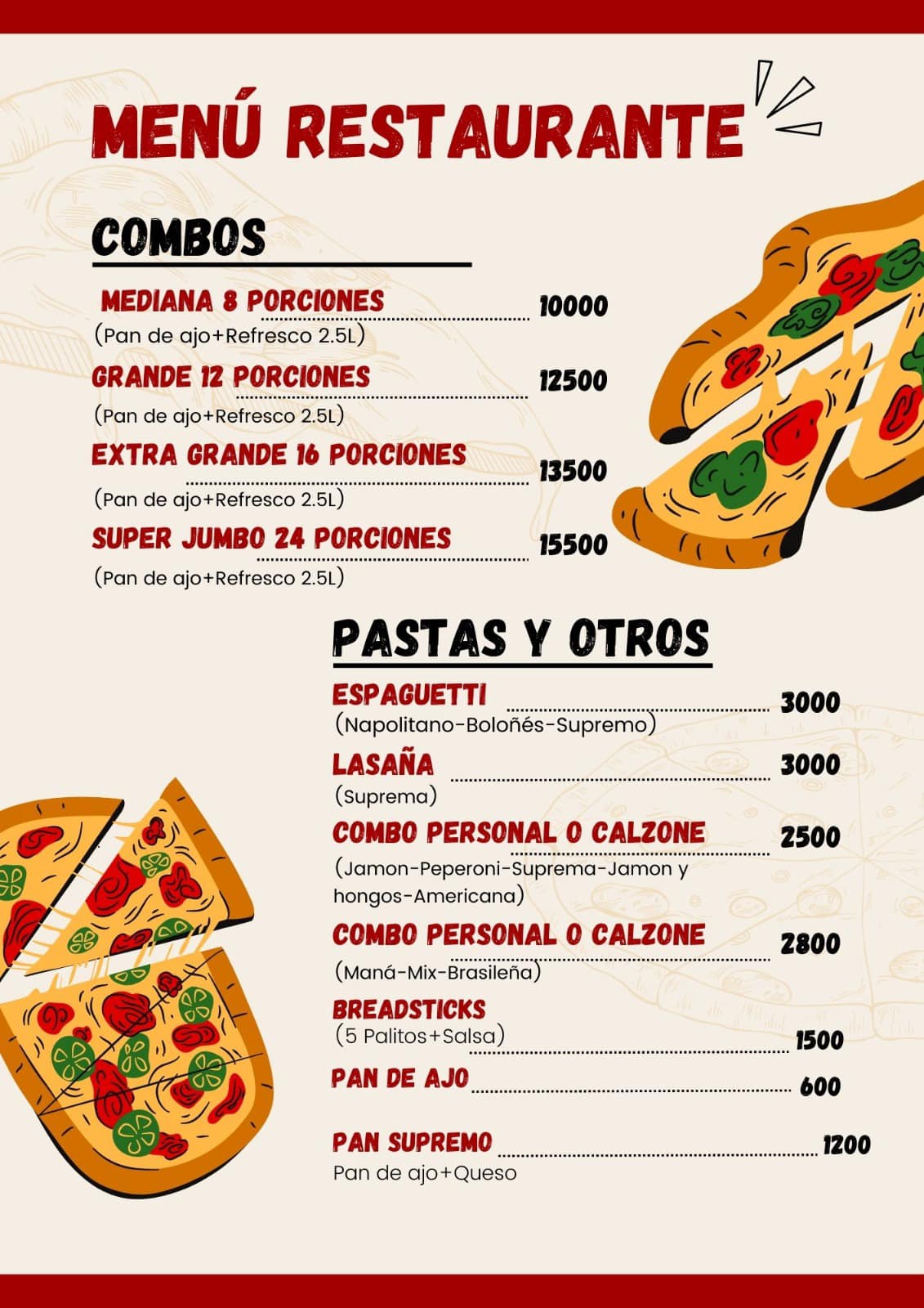 Menú actualizado 🧾 Entre las personas que compartan esta