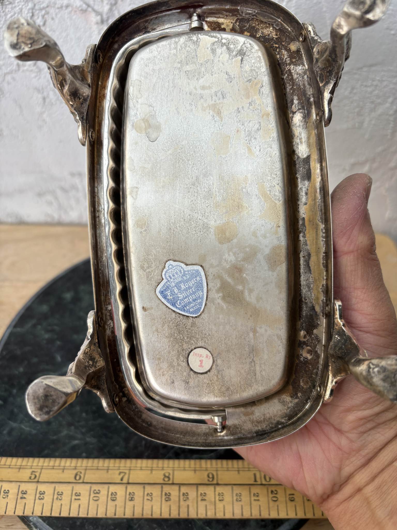 米国老舗 F.B. Rogersのライオン足とライナー付 バターディッシュ Vintage 1940s F.B. Rogers #357 Silver Plate Butter Dish, Lion Head