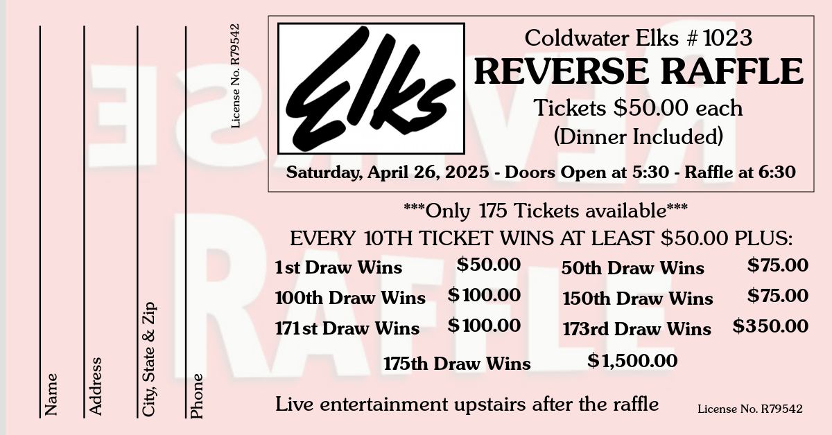 Coldwater - The Annual Reverse Raffle is back! 🎟️ Mark your calendars ...