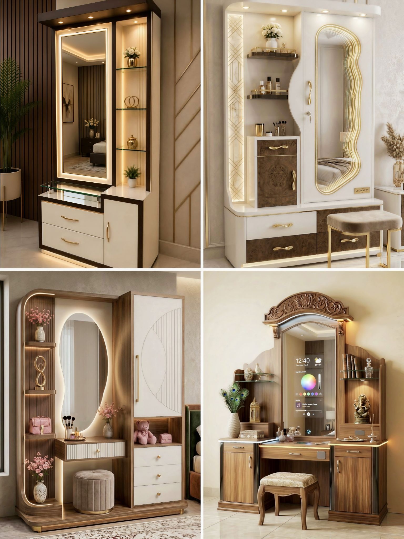 bedroom wooden dressing table design Exquisite Layout💞💞 Stylish Color:Champagne/Mocha/Ivory Specialty: Vacation Short Sleeve Denim Swing its perfect for creating