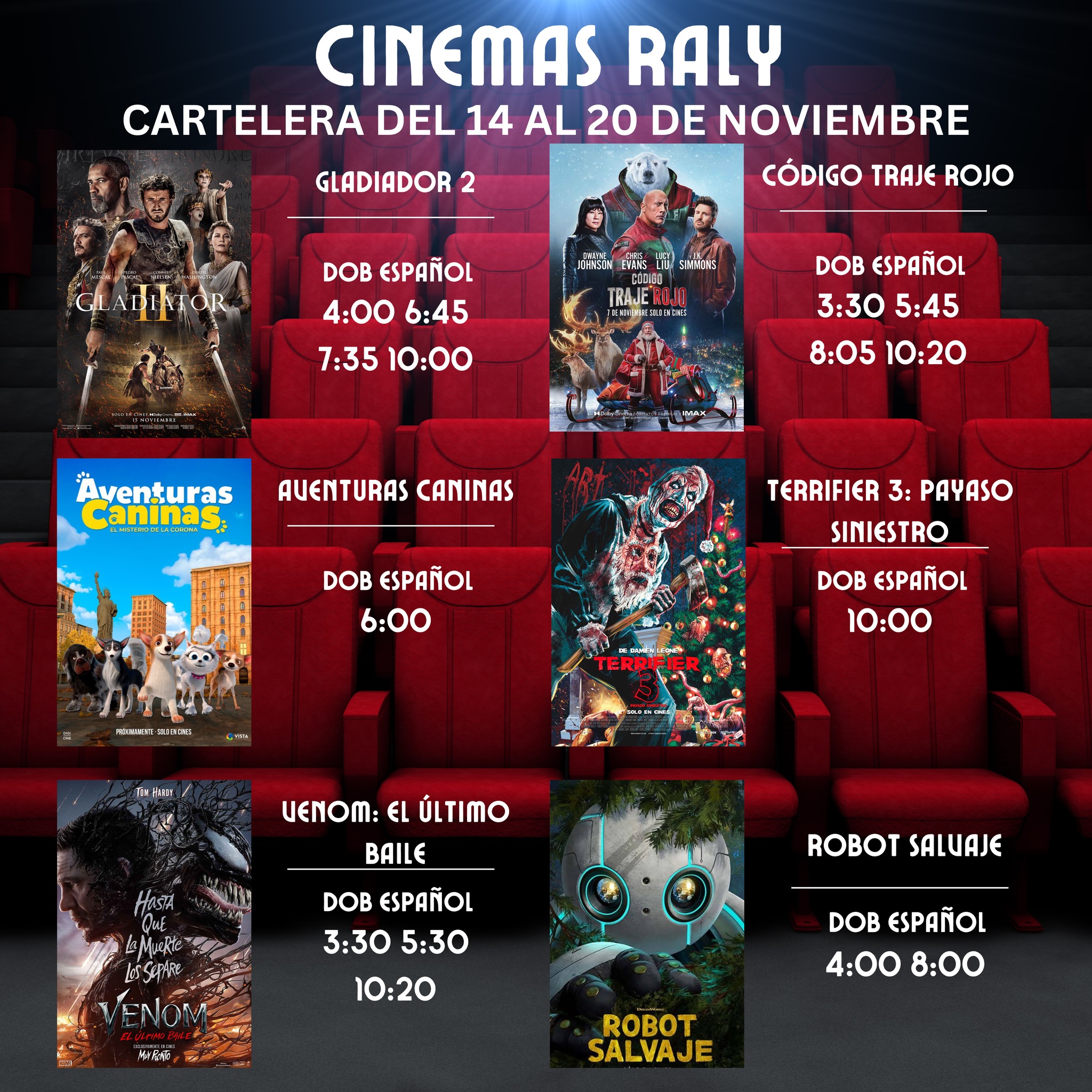 Cinemas Raly - Cartelera Cinemas Raly LUNES 18 NOVIEMBRE,... | Facebook